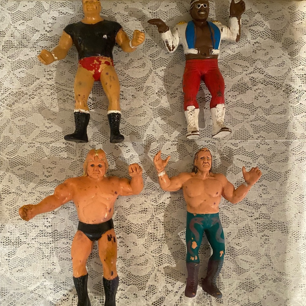WWF LJN Rubber Wrestlers witb Coco B Ware and more ( 4 Total)